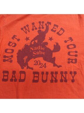 Bad Bunny Shirt Small Orange Most Wanted Tour Double Sided Official